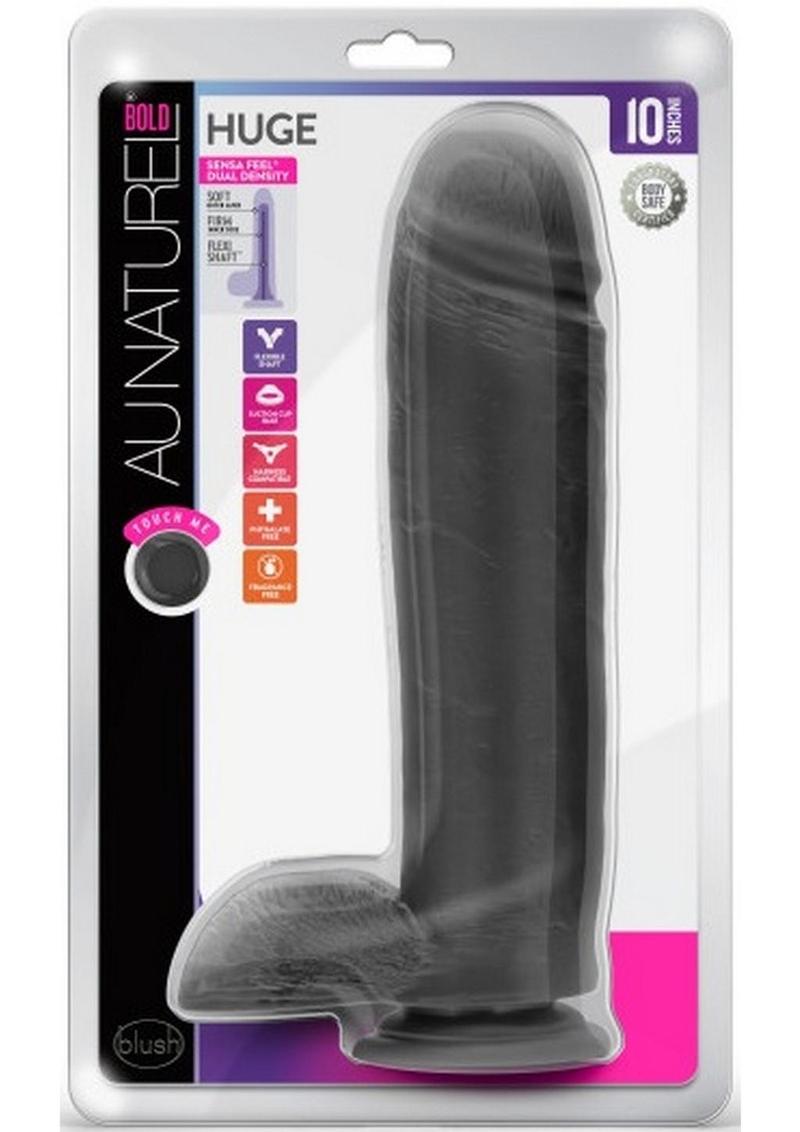 Au Naturel Bold Huge Dildo with Suction Cup - Black/Chocolate - 10.5in