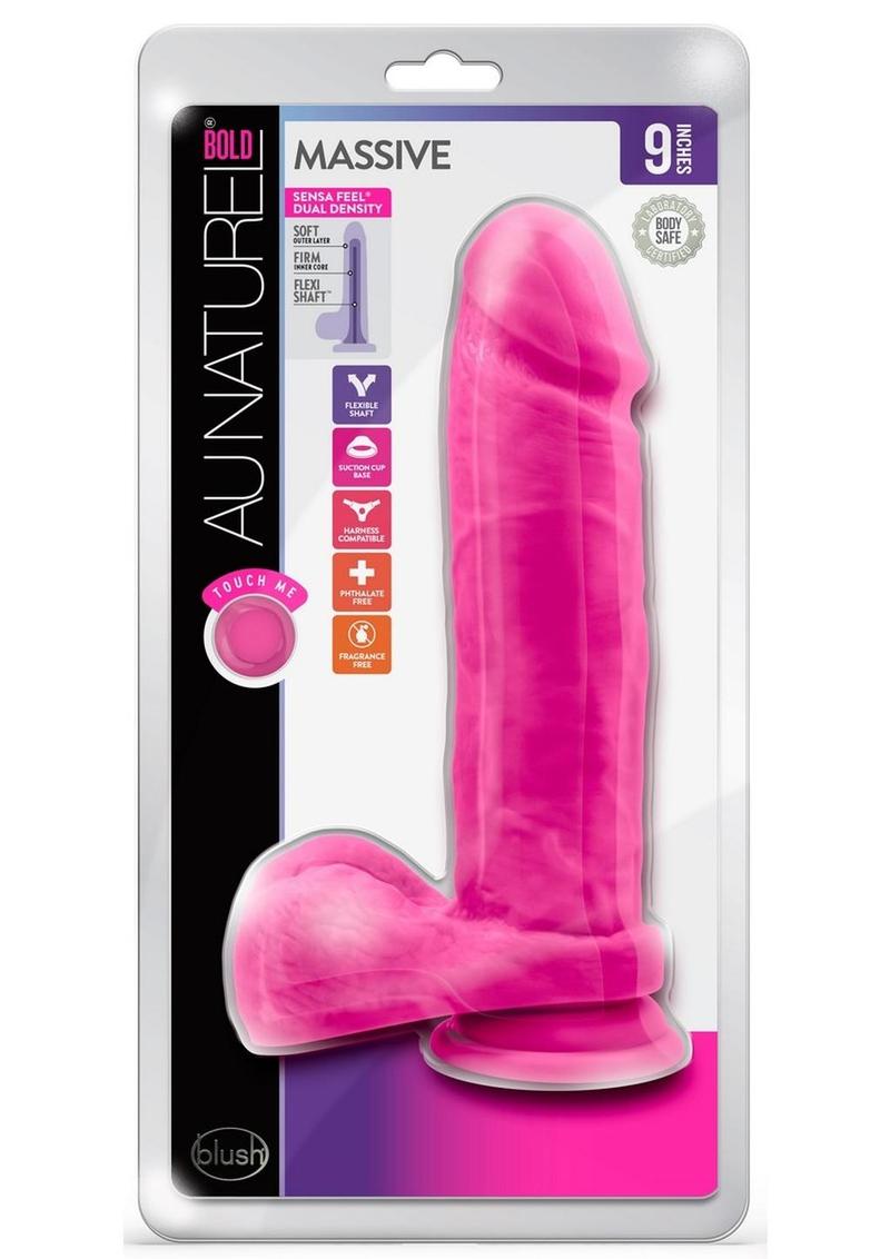 Au Naturel Bold Massive Dildo with Suction Cup - Pink - 9in