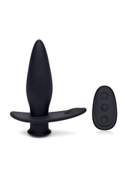 Blue Line Pointer Silicone Deep Drilling Remote Controlled Butt Plug - Black