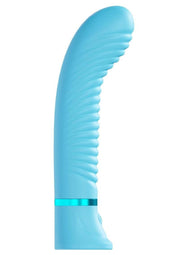 Loveline Divine 10 Function Rechargeable Silicone Ribbed G-Spot Vibrator - Blue