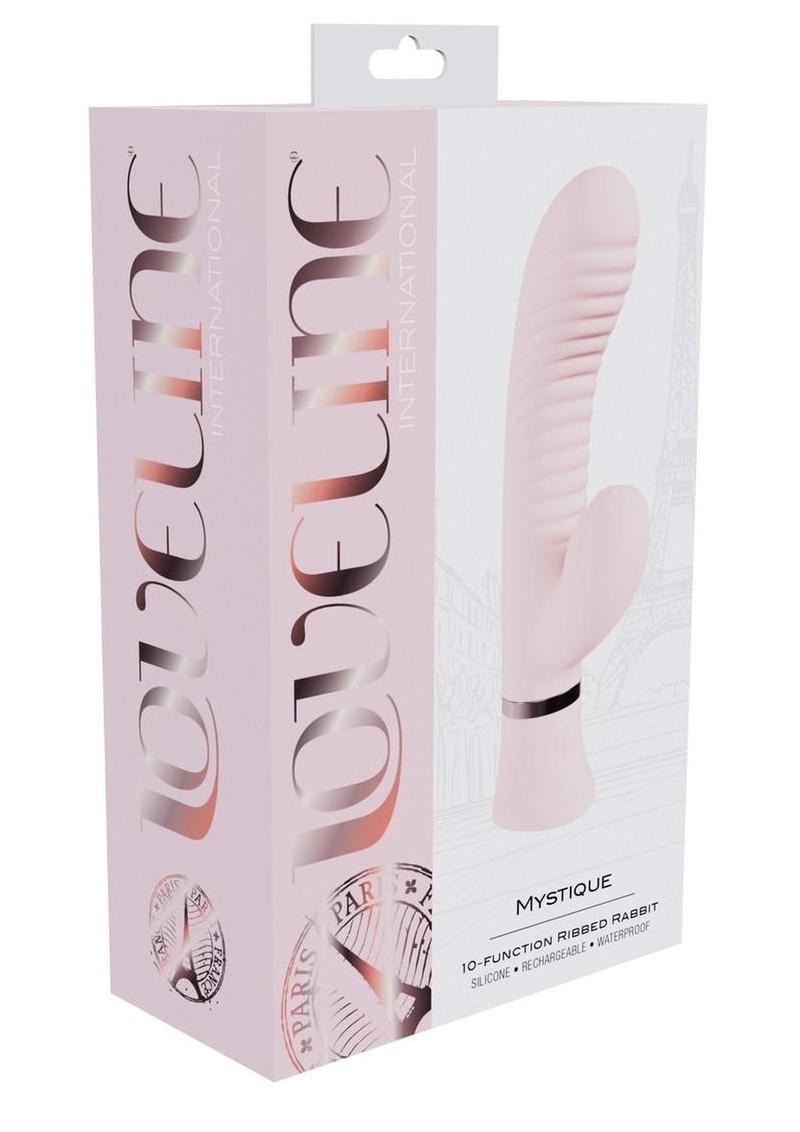 Loveline Mystique 10 Function Rechargeable Silicone Ribbed Rabbit - Pink