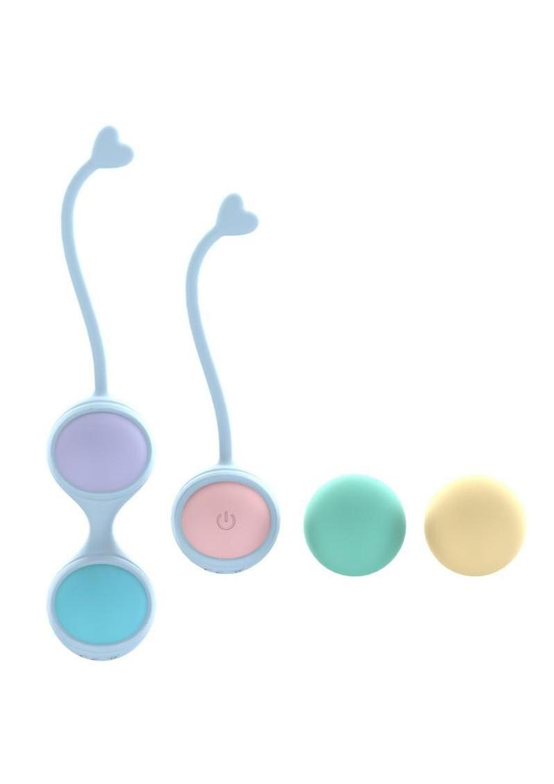 Loveline Pelvifit 10 Function Vibrating Interchangeable Rechargeable Silicone Strength Weighted Kegel Kit - Assorted Colors - 5 Piece