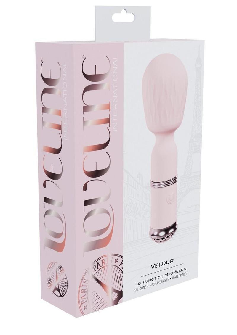 Loveline Velour 10 Function Rechargeable Silicone Mini-Wand - Pink