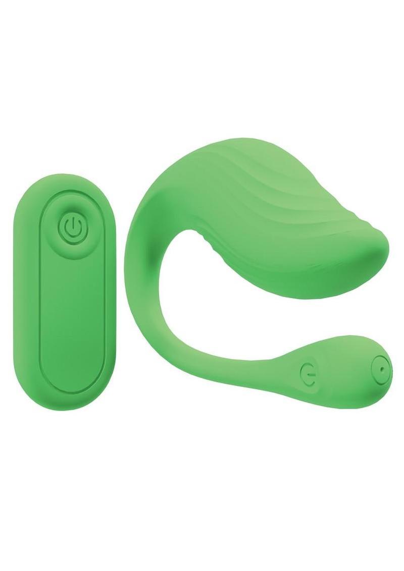 Loveline Velvet G-Spot 10 Function Silicone Rechargeable Vibrator with Remote - Green