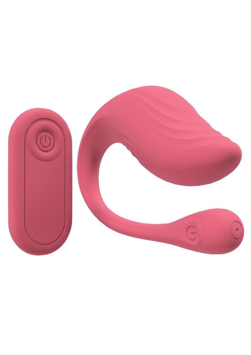 Loveline Velvet G-Spot 10 Function Silicone Rechargeable Vibrator with Remote Control - Pink