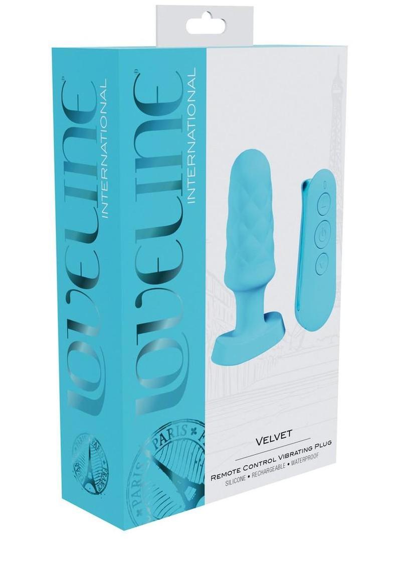 Loveline Velvet Rechargeable Silicone Vibrating Plug with Remote Control - Blue