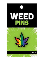 Marijuana Leaf Rainbow Enamel Pin - Multicolor