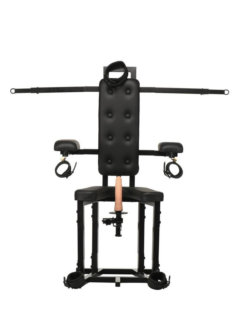 Master Series Bondage Chair with Sex Machine - Black