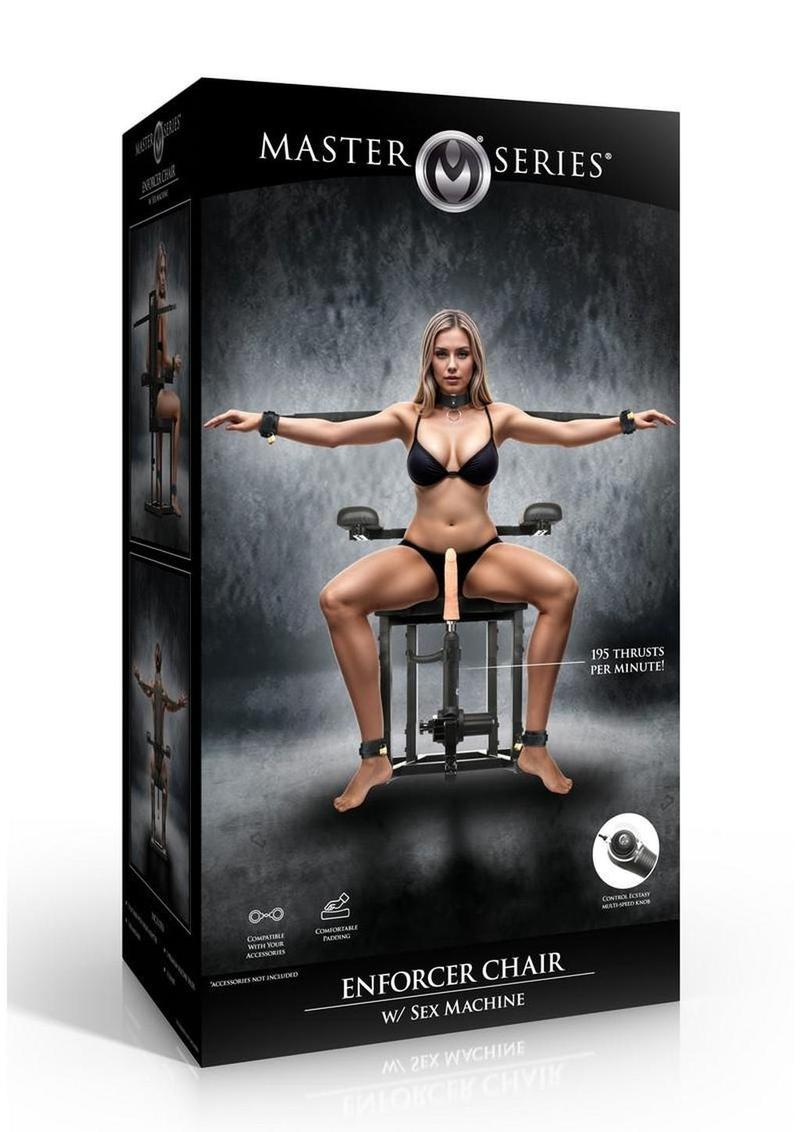 Master Series Bondage Chair with Sex Machine - Black