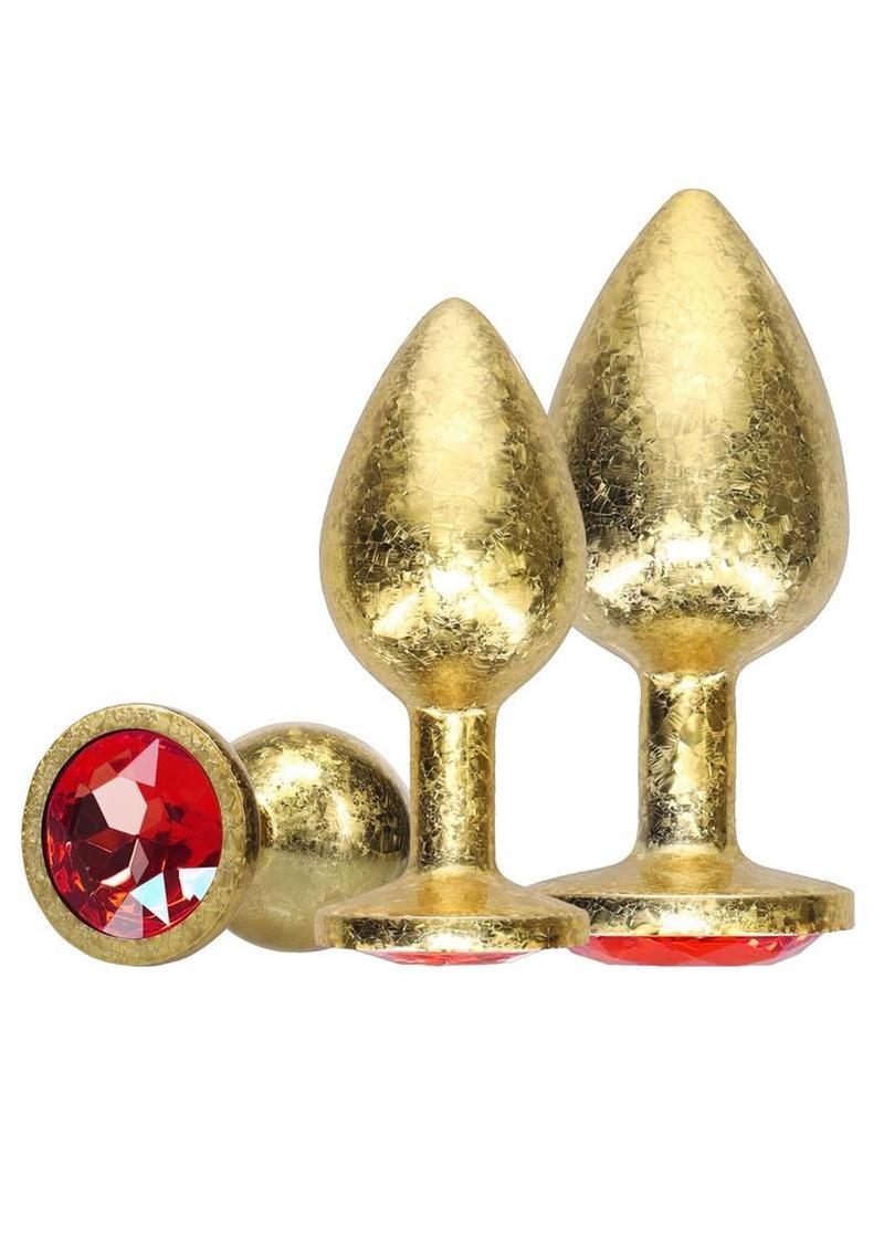 Ouch! Milan Collection Metal Anal Plug - Gold/Metal - 3 Piece/Set