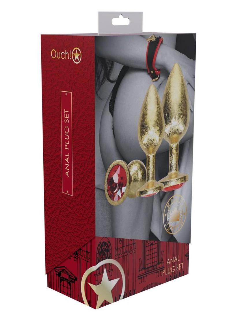 Ouch! Milan Collection Metal Anal Plug - Gold/Metal - 3 Piece/Set