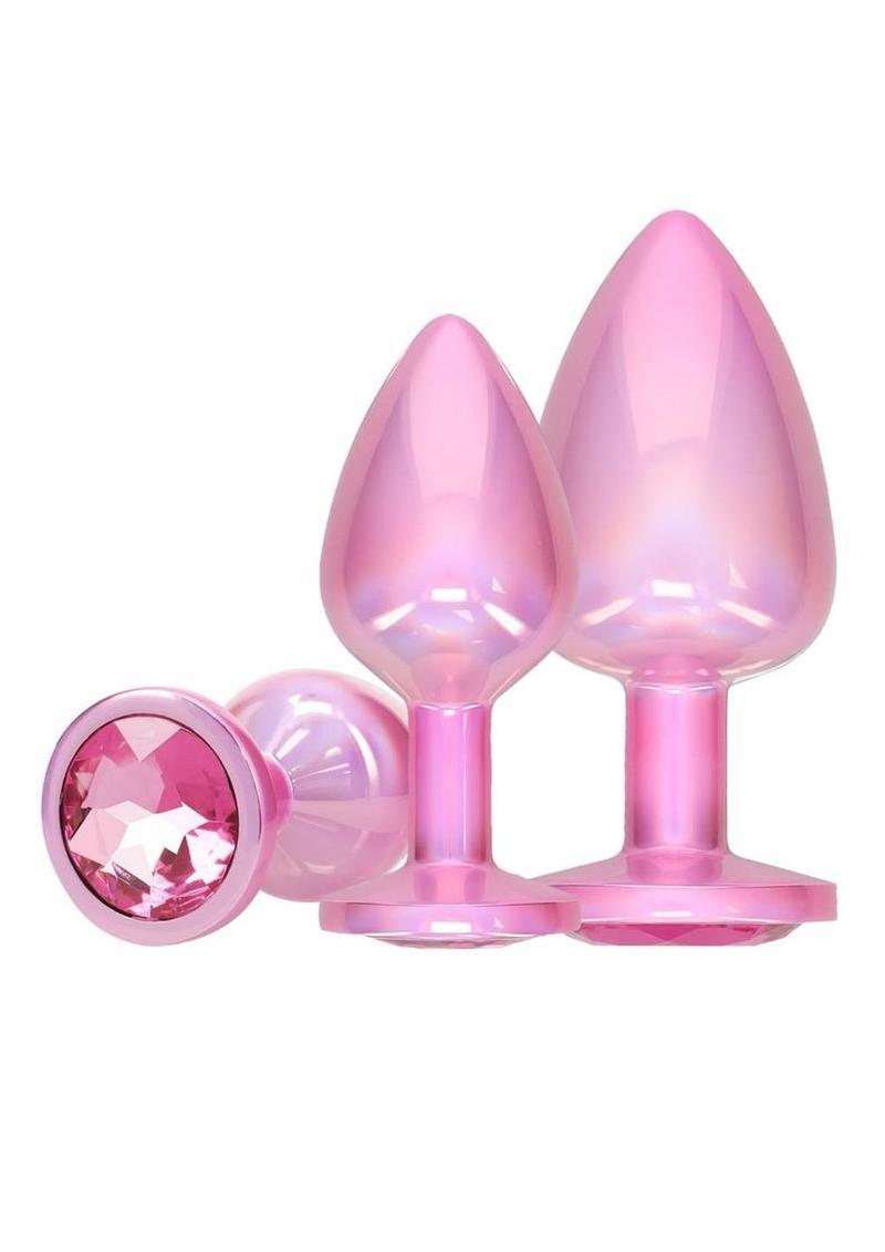 Ouch! Paris Collection Metal Anal Plug - Metal/Pink - 3 Piece/Set