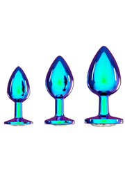 Ouch! Venice Coll Metal Anal Plug Set (3 Piece) - Iridescent - Multicolor/Rainbow