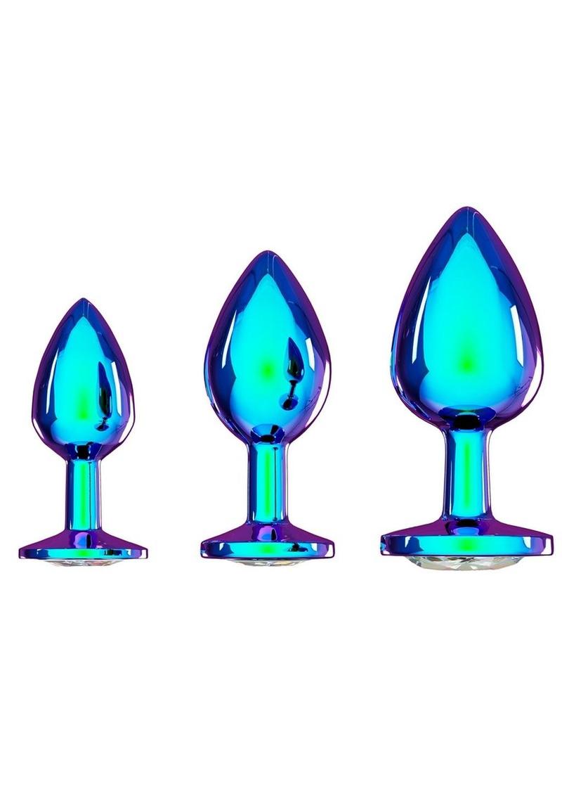 Ouch! Venice Coll Metal Anal Plug Set (3 Piece) - Iridescent - Multicolor/Rainbow