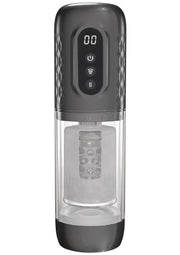 Pumped Vortex Multi Function Suction Rotating Thrusting Rechargeable Masturbator - Grey/Gun Metal