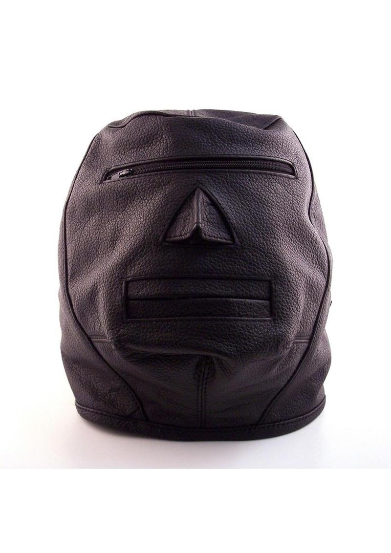 Rouge Leather Zip Eye Mask - Black