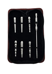 Rouge Stainless Steel Penis Plug Set with Handle - Silver