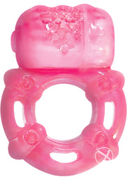 Super Stud Orgasmic Vibrating Silicone Cock Ring Waterproof - Magenta/Pink