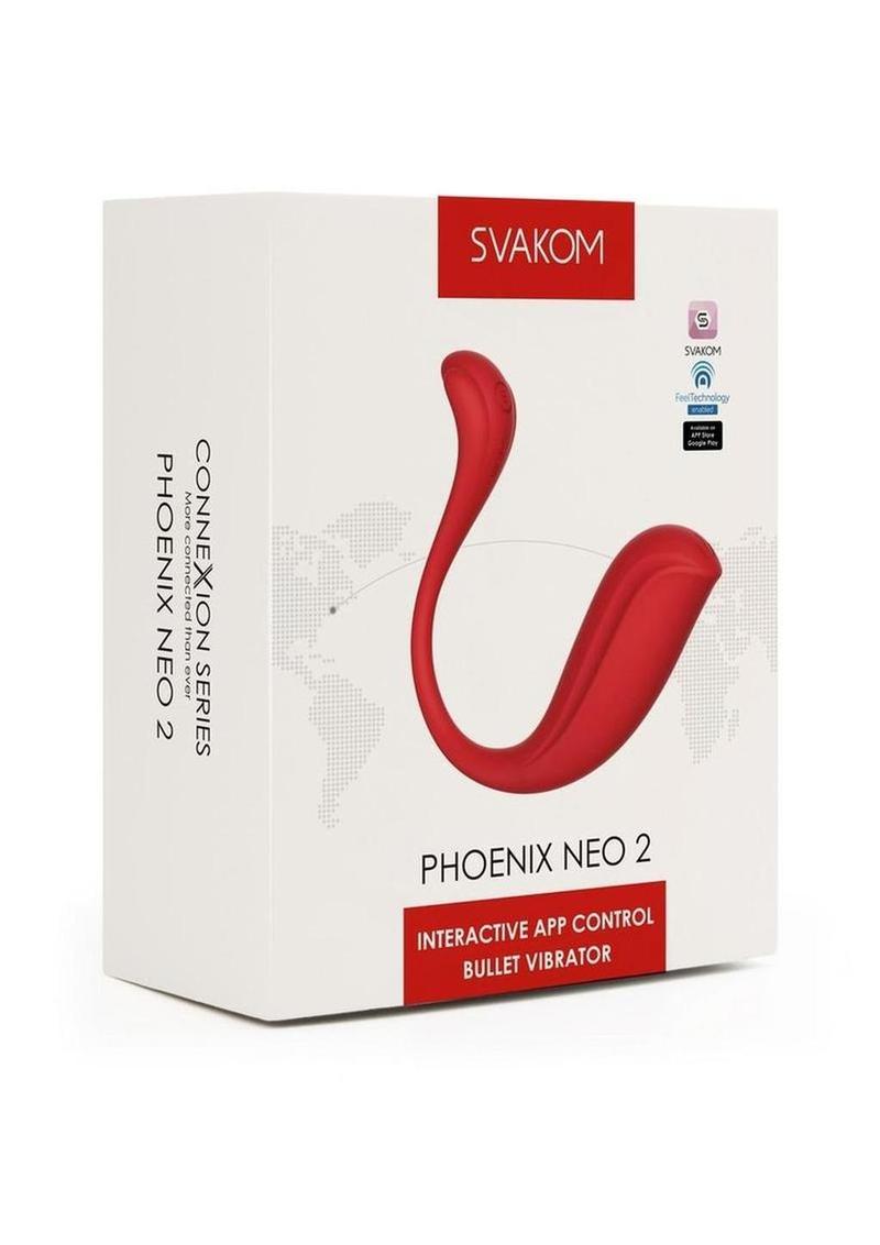 Svakom Phoenix Neo Interactive Rechargeable Silicone Vibrator with Remote Control - Red