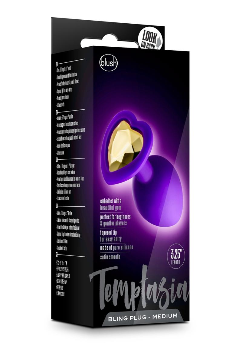 Temptasia Bling Plug Silicone Butt Plug - Purple - Medium