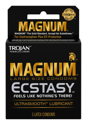 Trojan Magnum Ecstasy Ultra Smooth Lubricated Latex Condoms - 3-Pack