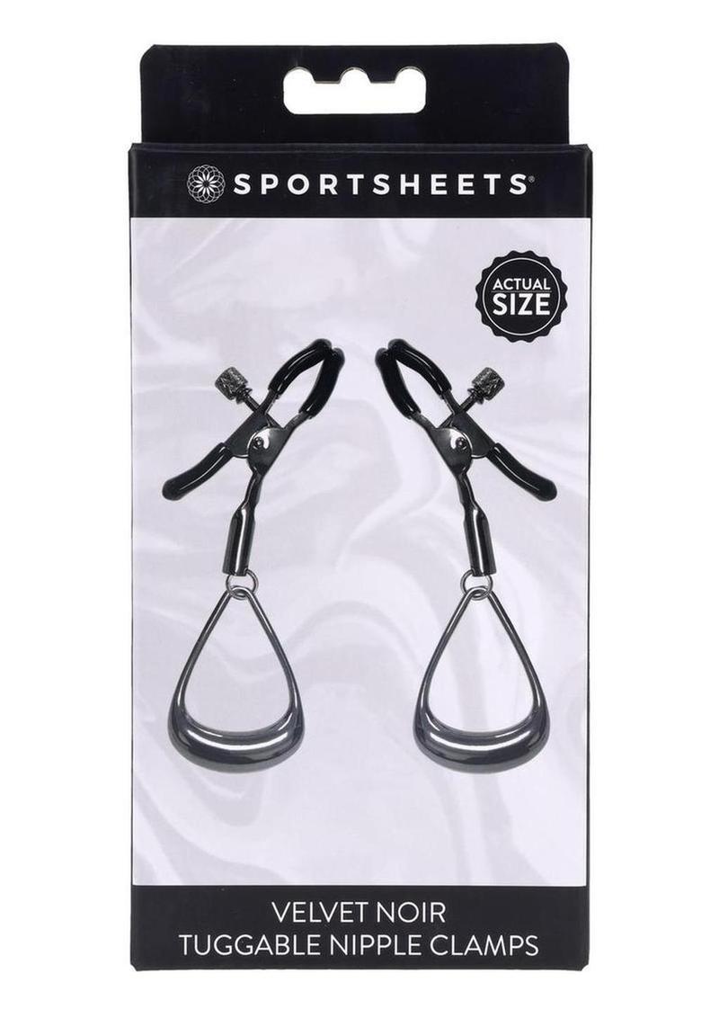 Velvet Noir Tuggable Nipple Clamps - Black