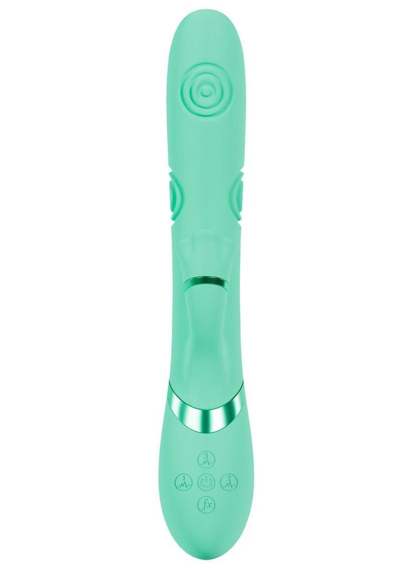 Vive Fiore Silicone Rechargeable Triple Motor G-Spot Air Wave Vibrating and Tapping Flared Clit Stimulator