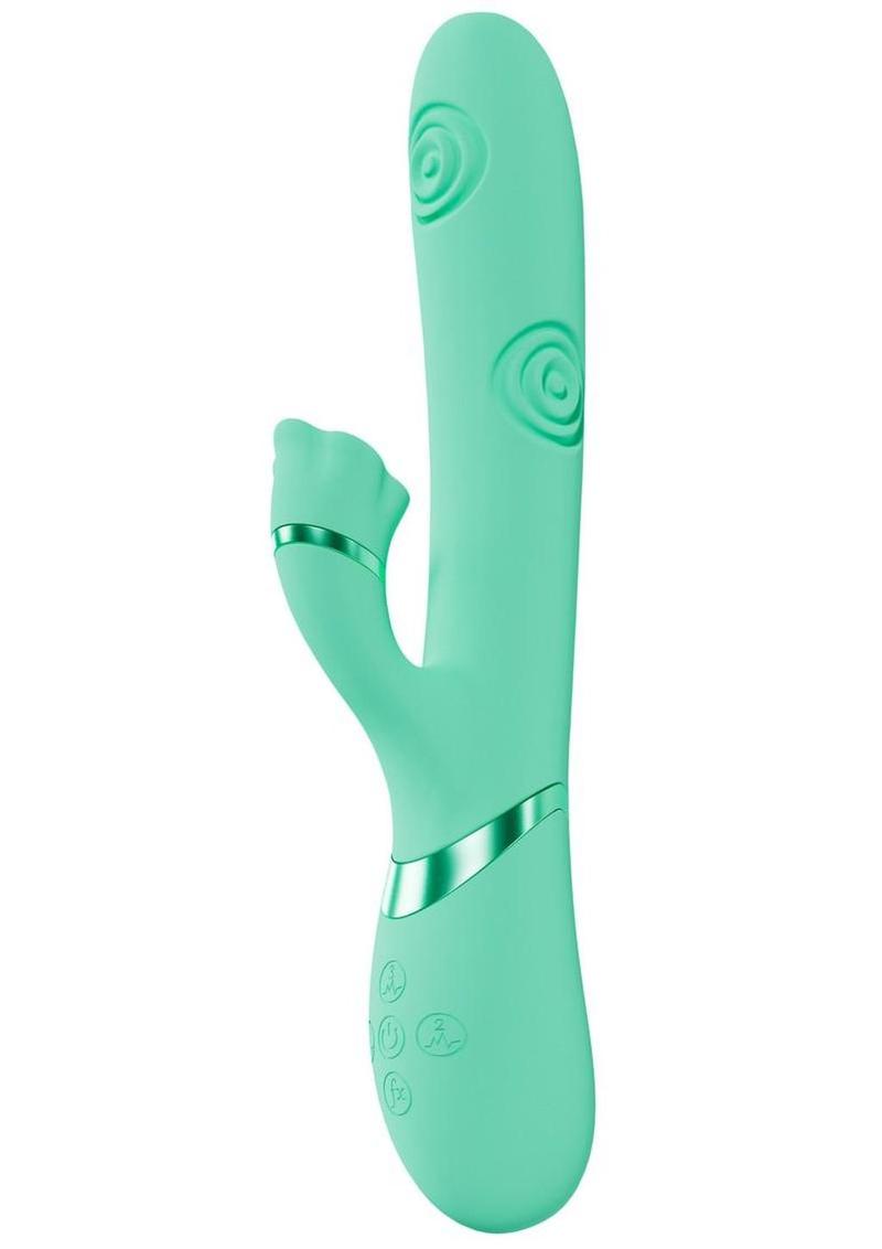 Vive Fiore Silicone Rechargeable Triple Motor G-Spot Air Wave Vibrating and Tapping Flared Clit Stimulator