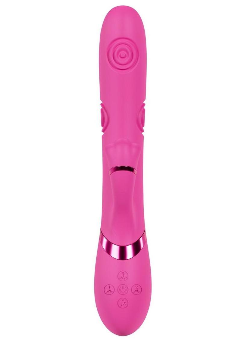 Vive Fiore Silicone Rechargeable Triple Motor G-Spot Air Wave Vibrating and Tapping Flared Clit Stimulator