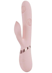 Vive Fronda Rechargeable Silicone Triple Motor G-Spot Vibrating and Tapping Leaf Clit Stimulator - Pink