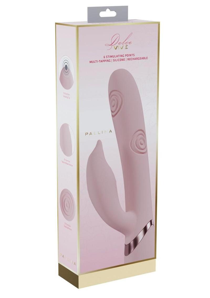 Vive Pallina Rechargeable Silicone Triple Motor G-Spot Vibrating and Tapping Beads Clit Stimulator - Pink