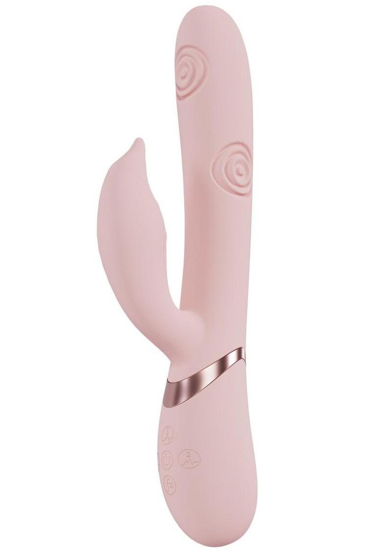 Vive Pallina Rechargeable Silicone Triple Motor G-Spot Vibrating and Tapping Beads Clit Stimulator - Pink