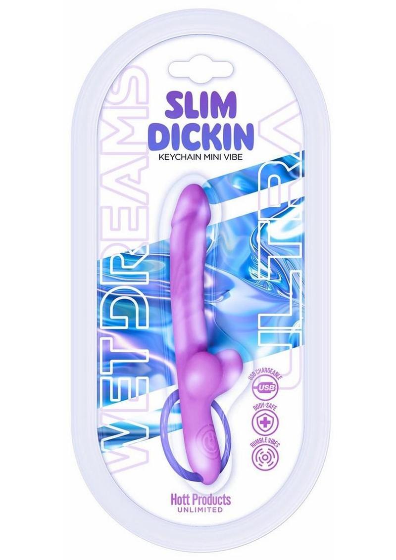 Wet Dreams Slim Dickin Rechargeable Silicone Vibrator with Balls - Lavender/Purple