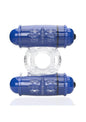 4t Double Wammy Silicone Rechargeable Dual Vibrating Couples Cock Ring - Blue/Blueberry