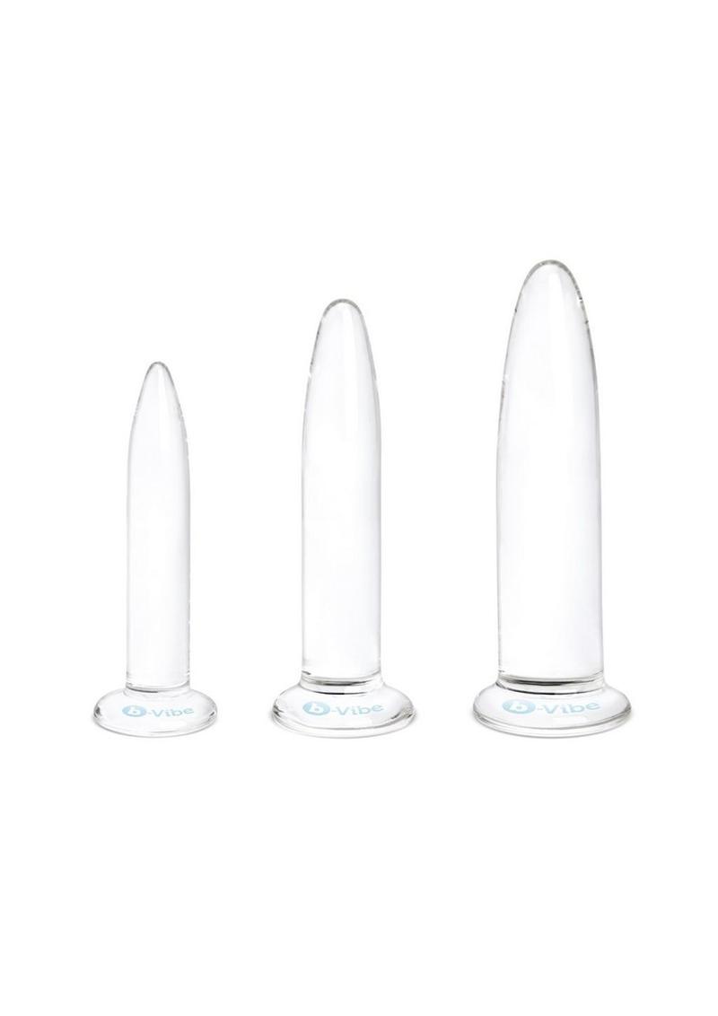 B-Vibe Beginners Long Glass Anal Training Dilator - Clear - 3 Piece/Set