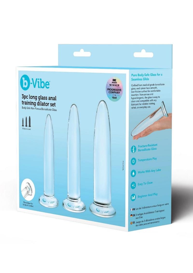 B-Vibe Beginners Long Glass Anal Training Dilator - Clear - 3 Piece/Set