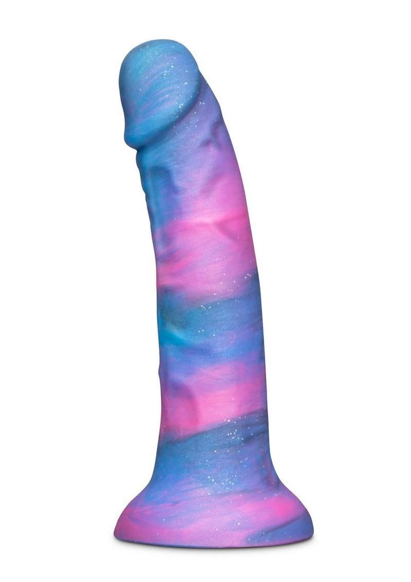 B-Vibe Galaxy Silicone Dildo with Suction Base - Blue/Pink - 7in
