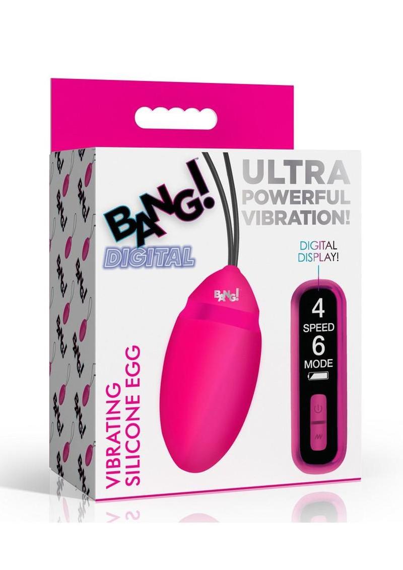 Bang! Vibrating Rechargeable Silicone Egg with Digital Remote Control - Pink