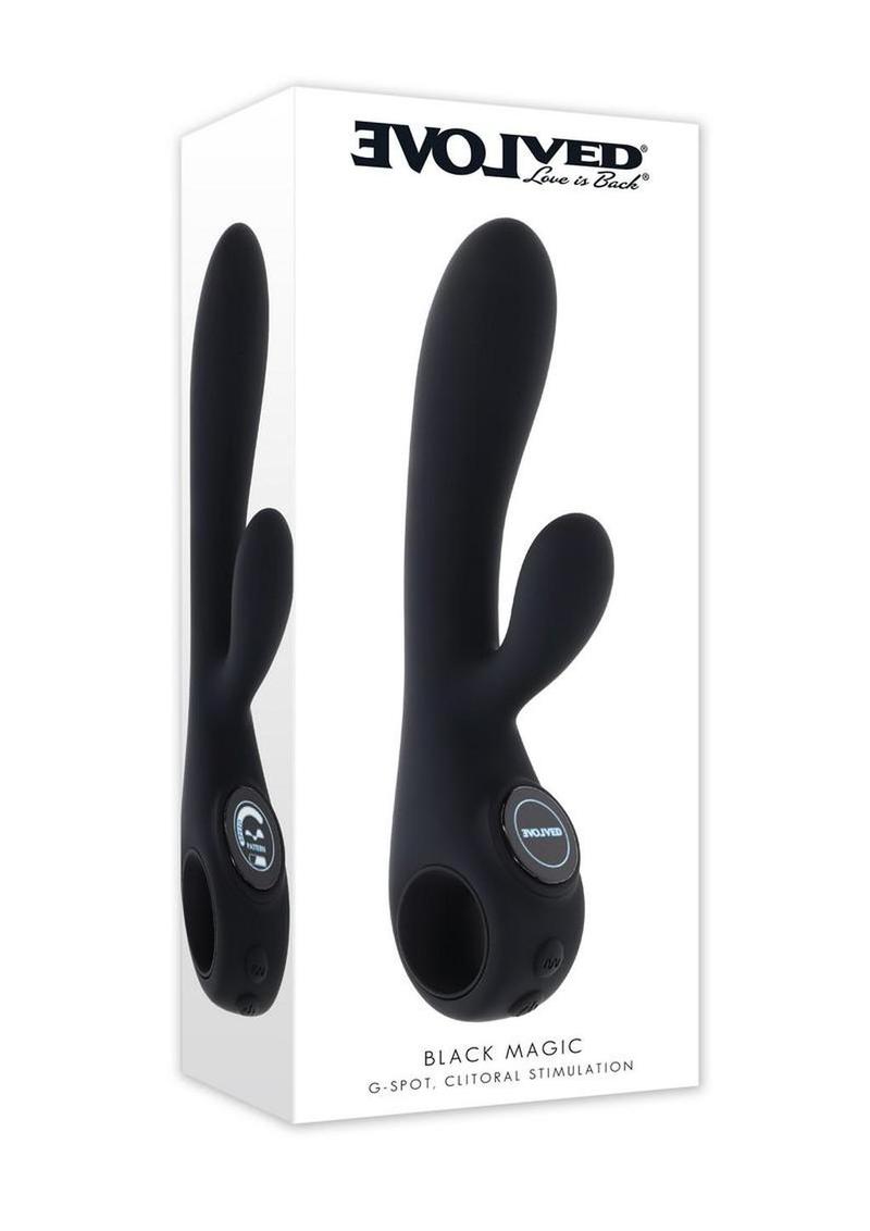 Black Magic Rechargeable Silicone Rabbit Vibrator - Black
