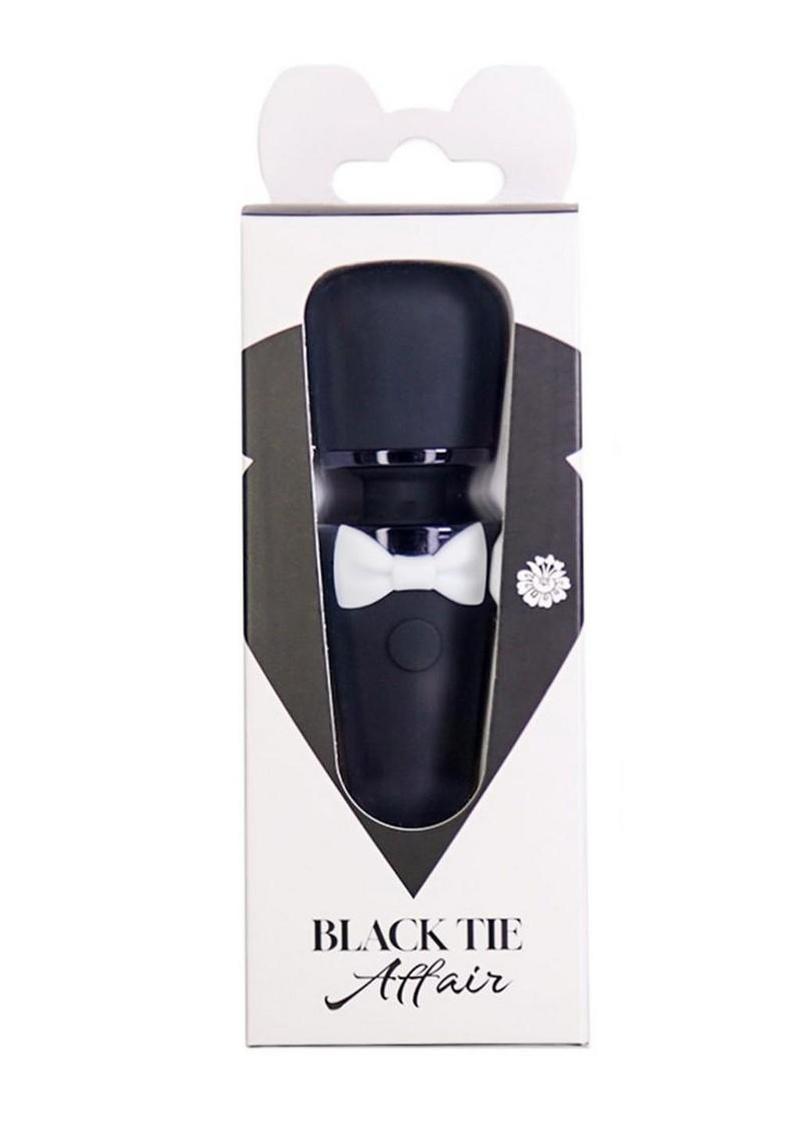 Black Tie Affair Bowtie Silicone Rechargeable Wand - Black/White