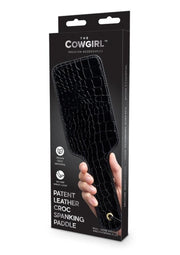 Cowgirl Patent Leather Croc Spanking Paddle - Black