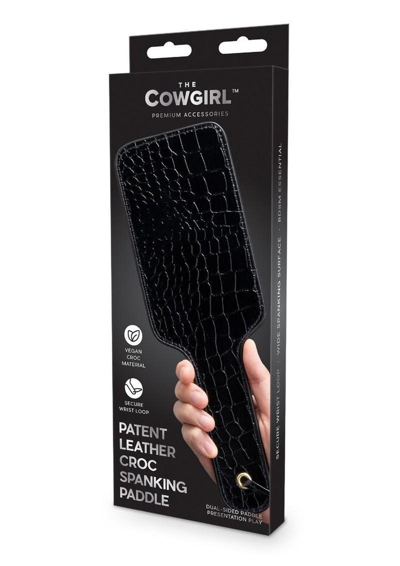 Cowgirl Patent Leather Croc Spanking Paddle - Black