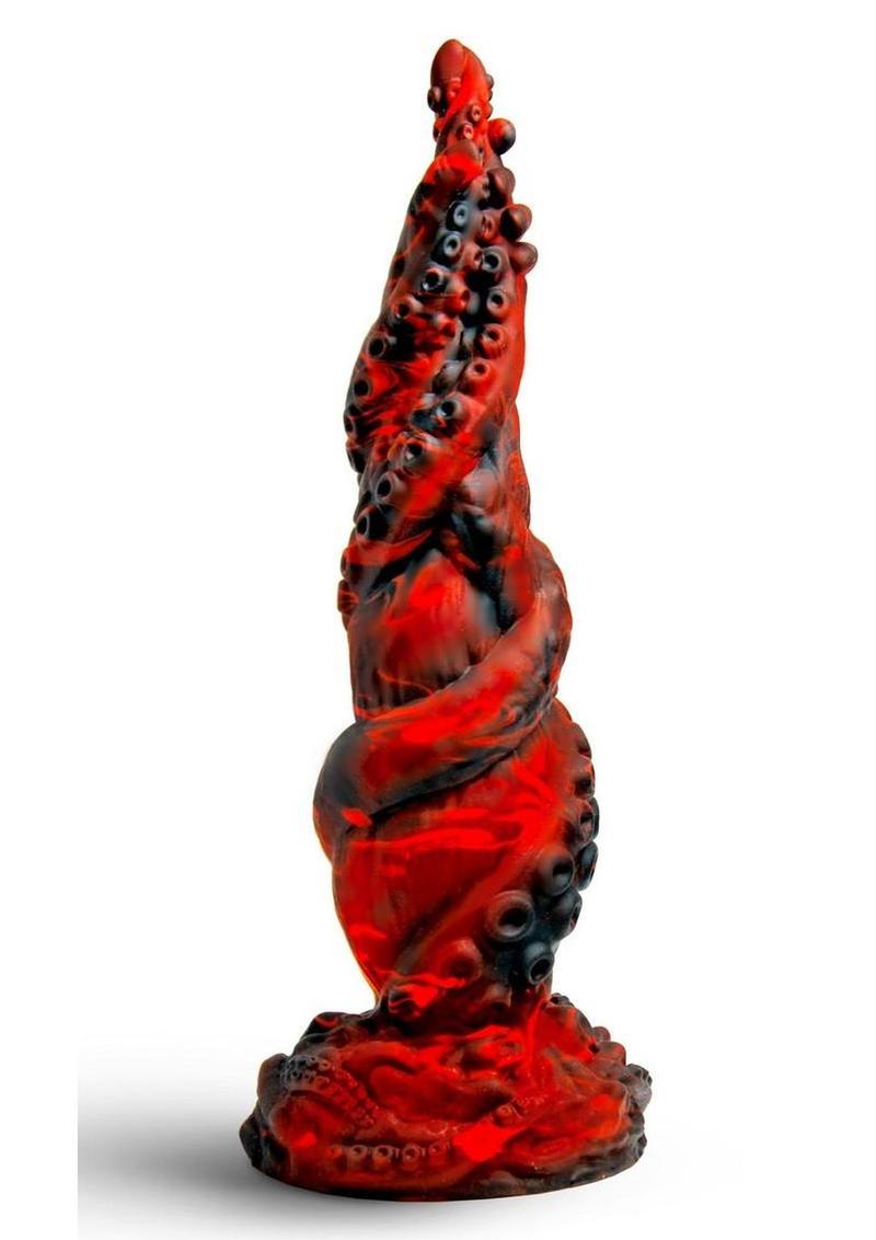 Creature Cock Kraken Spawn Tentacle Silicone Dildo - Black/Red