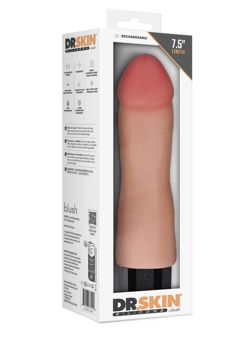 Dr. Skin Silicone Dr. Avery Rechargeable Vibrating Dildo - Vanilla - 7.5in