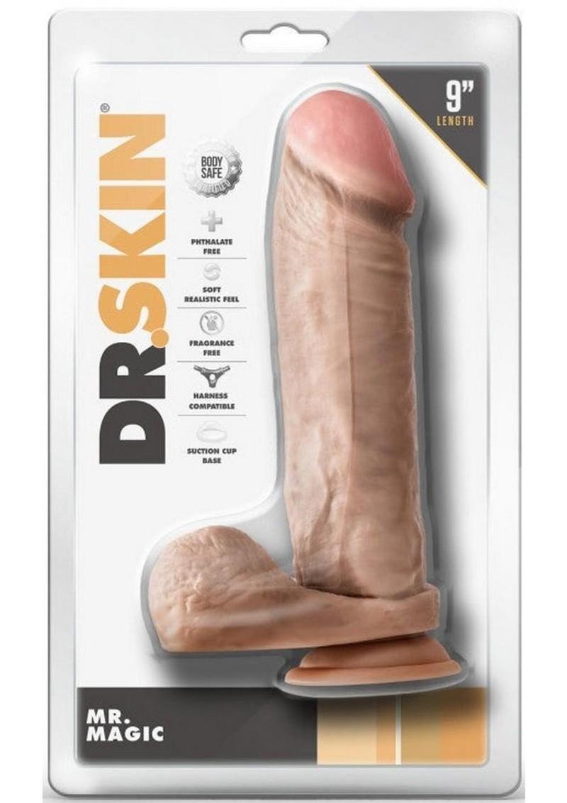 Dr. Skin Mr. Magic Dildo with Balls and Suction Cup - Vanilla - 9in