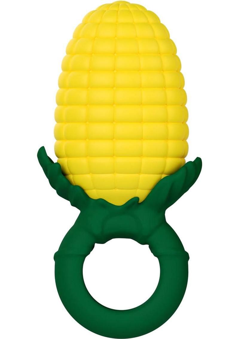 Edgy Veggies Corn Holer Silicone Mini Vibrator - Green/Yellow
