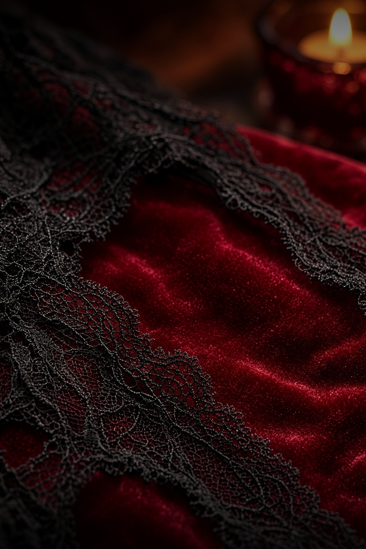 Black lace on red velvet - New Arrivals