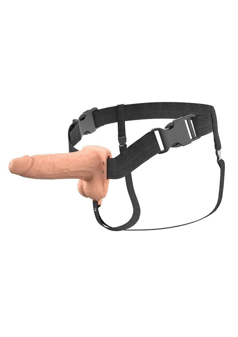 Fantasy X-Tensions Elite Vibrating Rechargeable Silicone Dual Density Hollow Strap-On - Vanilla - 6in