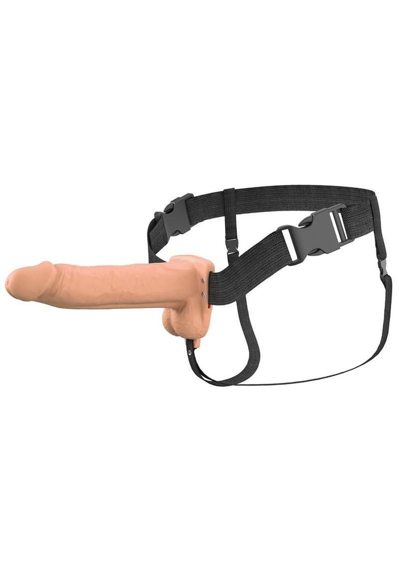 Fantasy X-Tensions Elite Vibrating Rechargeable Silicone Dual Density Hollow Strap-On - Vanilla - 8in