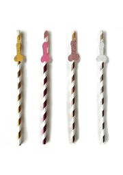 Glitterati Penis Party Tall Celebration Straws - Assorted Colors - 8 Pack